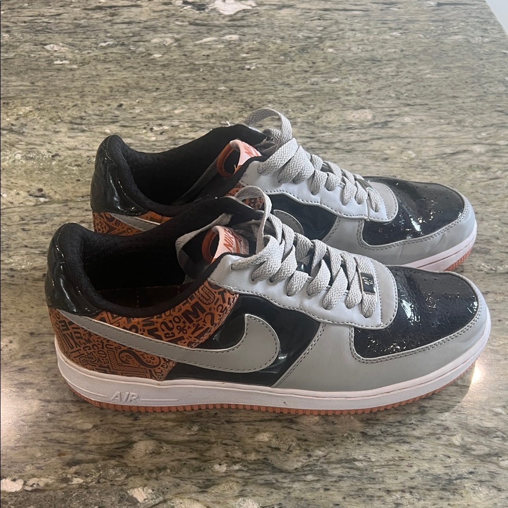 Nike Air Force 1 ‘82 Black, Gray, and Orange Sneakers